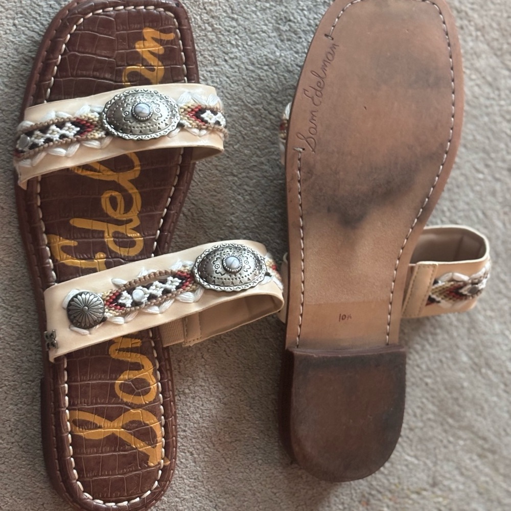 Sam Edelman Women's Cream and Brown Sandals - Picture 2 of 5